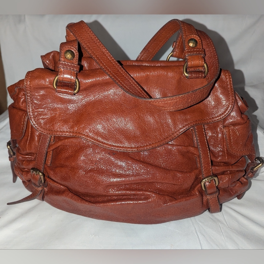 Kooba Whiskey Brown Leather Shoulder Bag.